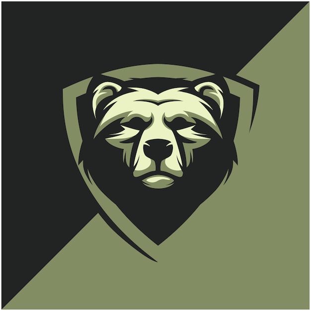 Logo della testa dell'orso per la squadra sportiva o esport.