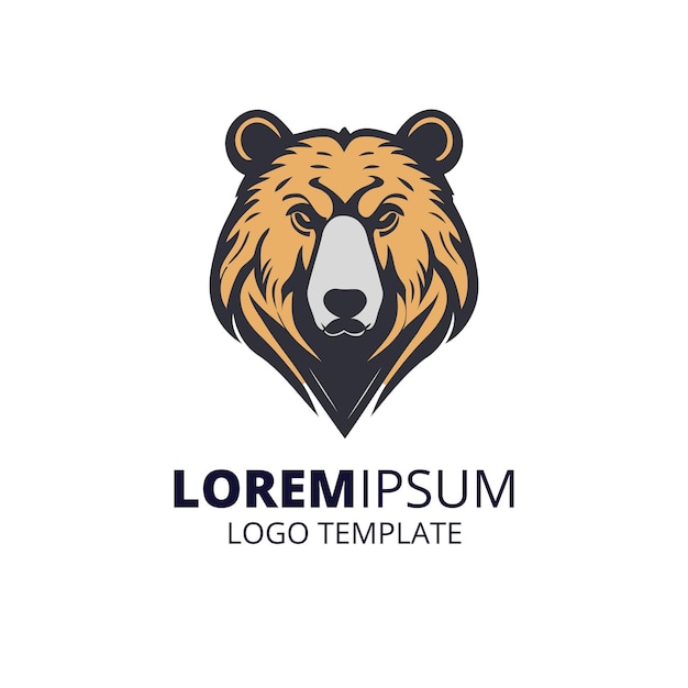 Modello di logo della testa dell'orso mascotte dell'orso logo della testa dell'orso design minimale