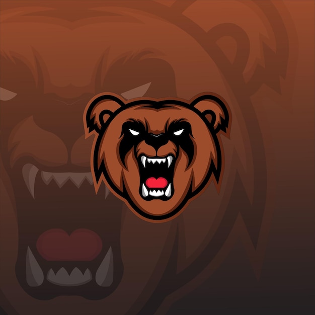 Vector bear head mascot logo design premium vector