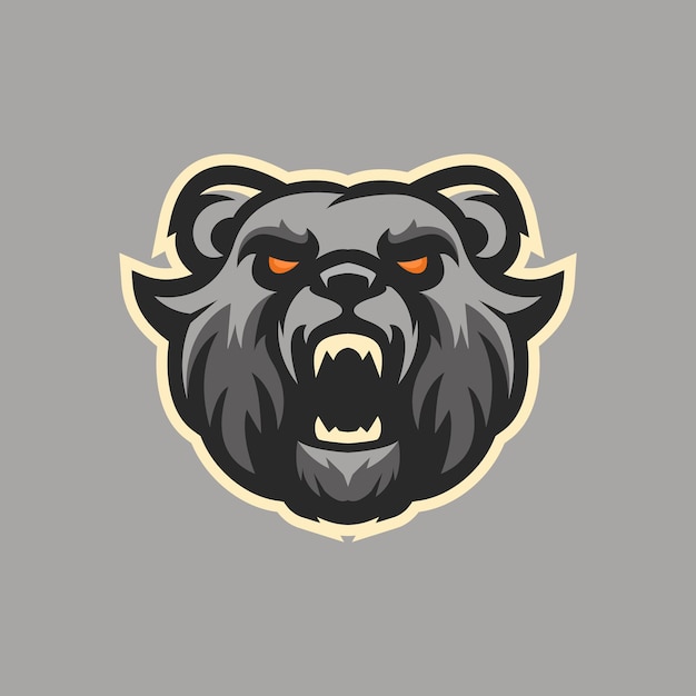 Disegno del logo della mascotte della testa dell'orso