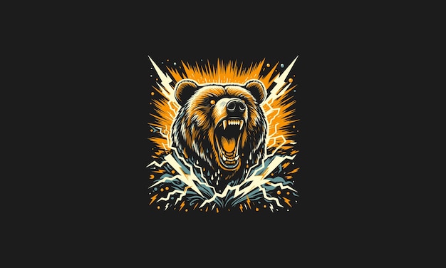 bear head roar en bliksem vector kunstwerk ontwerp
