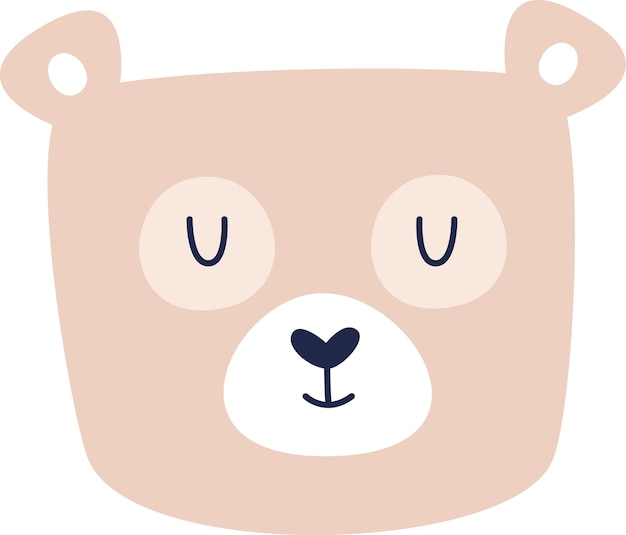 Vector bear head with closed eyes