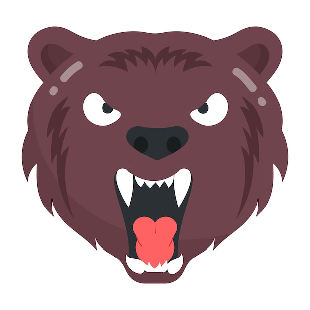 A bear head with an open mouth and a big grin.