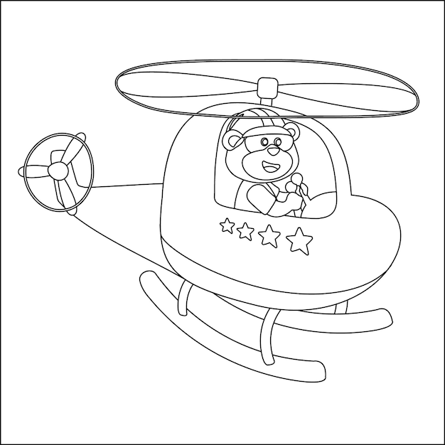 Vector a bear in a helicopter with a star on the top.