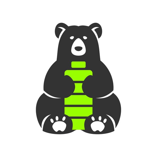 Bear holding battery Icon Illustration Brand Identity