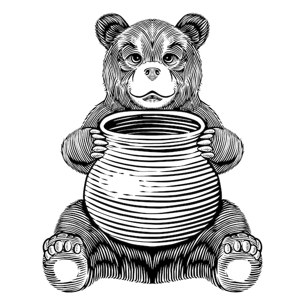 Vector bear holding honey jar