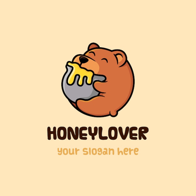 Bear honey lover logo sjabloon