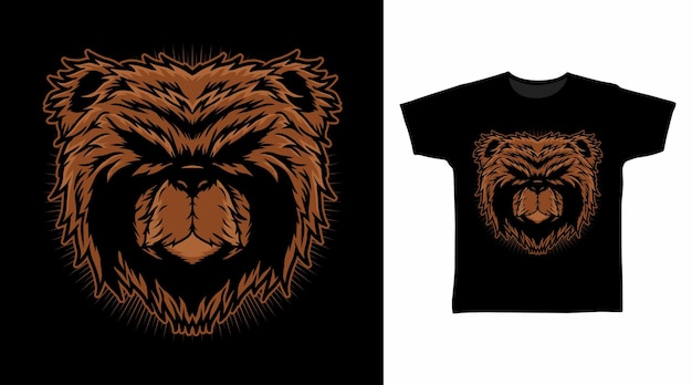 Bear hoofd illustratie illustratie t-shirt ontwerpconcept.