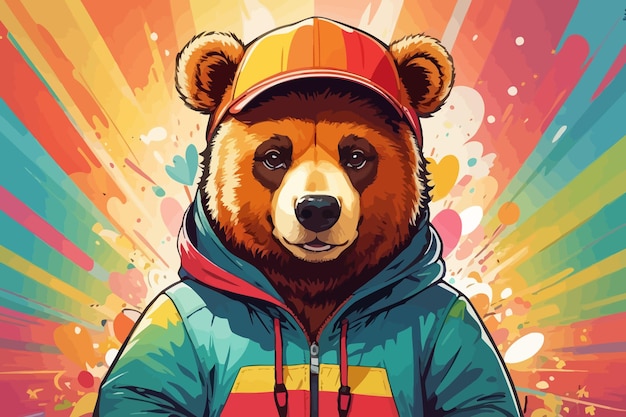 bear kid pop cartoon illustration image color