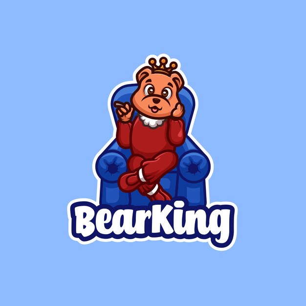 Bear King Cartoon Mascot Logo Design