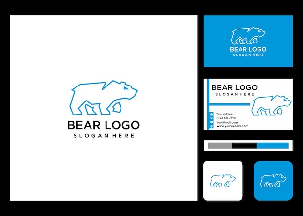 Bear logo blue and business card icon