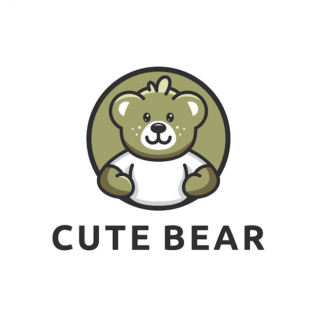 bear logo design cute cartoon vector template