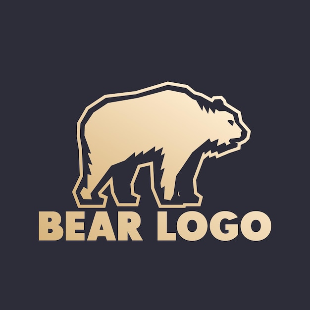 Элемент логотипа Bear, золото на темном
