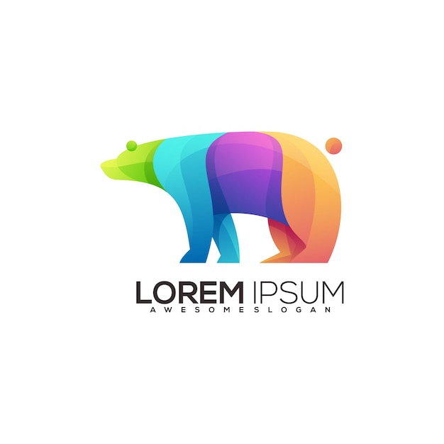 Bear logo illustration gradient colorful