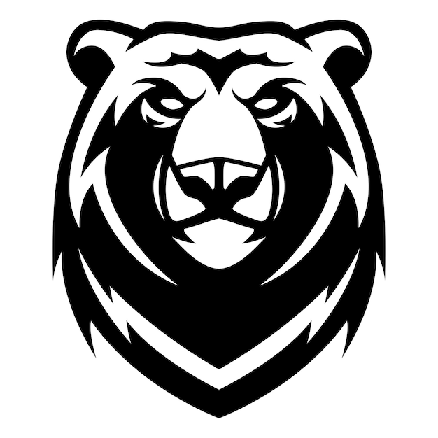 Bear logo vector icon symbol template design black and white illustration