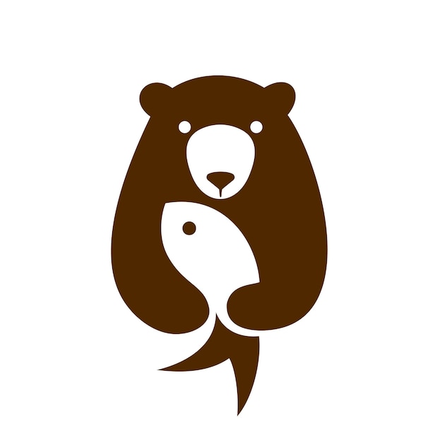 Bear logo with fish concept