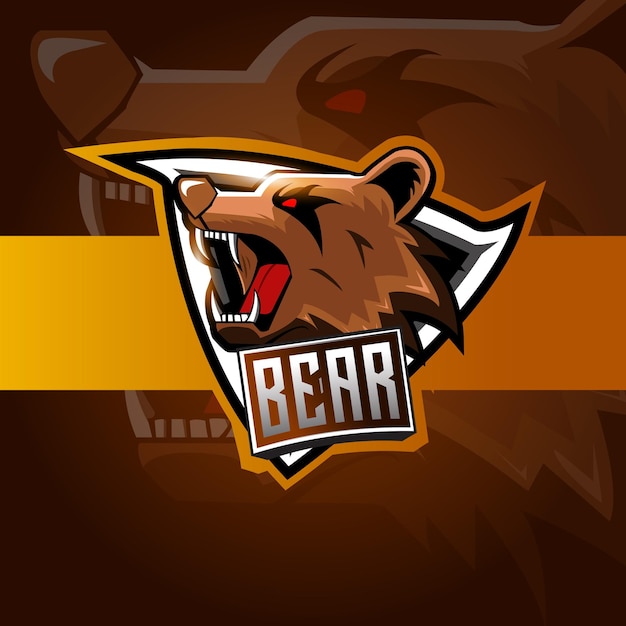 Bear macot esport logo design