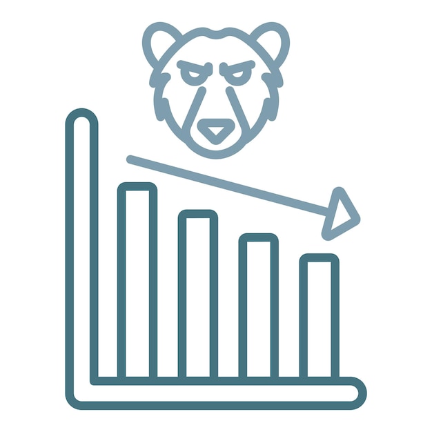 Vector bear market flat illustration