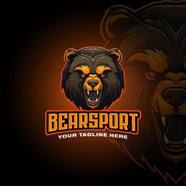 Bear mascot gaming logo esport