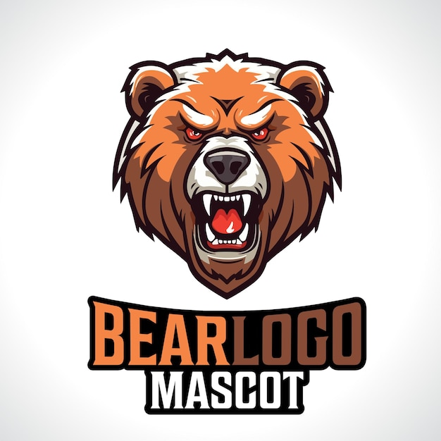 Медведь Талисман Дизайн Логотипа Медведь Векторные Иллюстрации