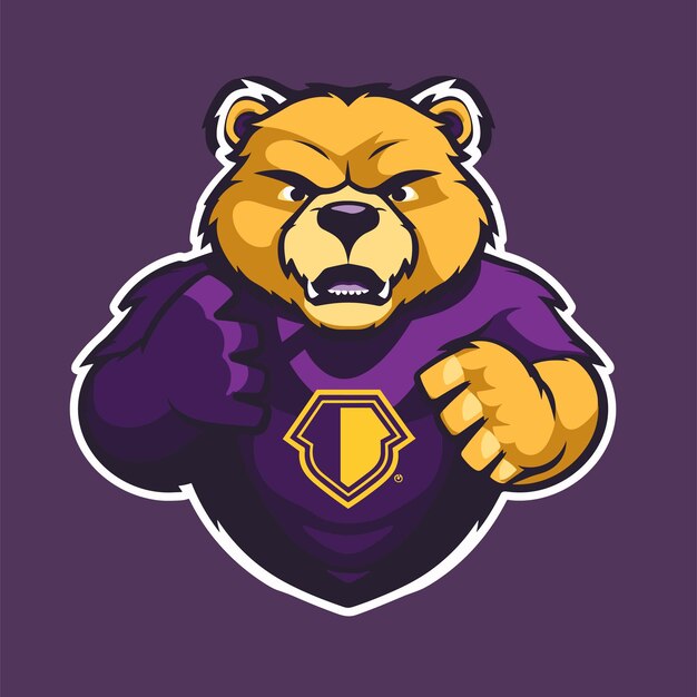 Bear mascot logo design face vector template