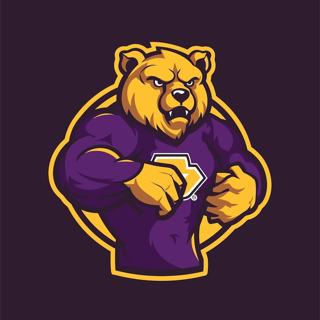 Bear mascot logo design face vector template
