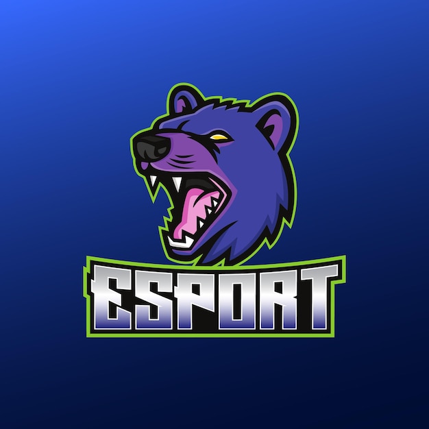 Logo della mascotte dell'orso esport vettore premium