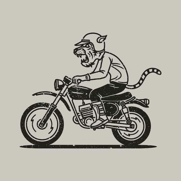 Bear Mascot Motorcycle Badge badge label logo tshirt graphic in Vintage Hand Drawn vector illust