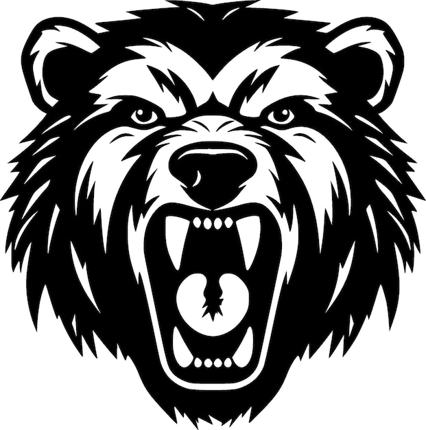 クマのミニマリストとフラットのロゴのベクトル図