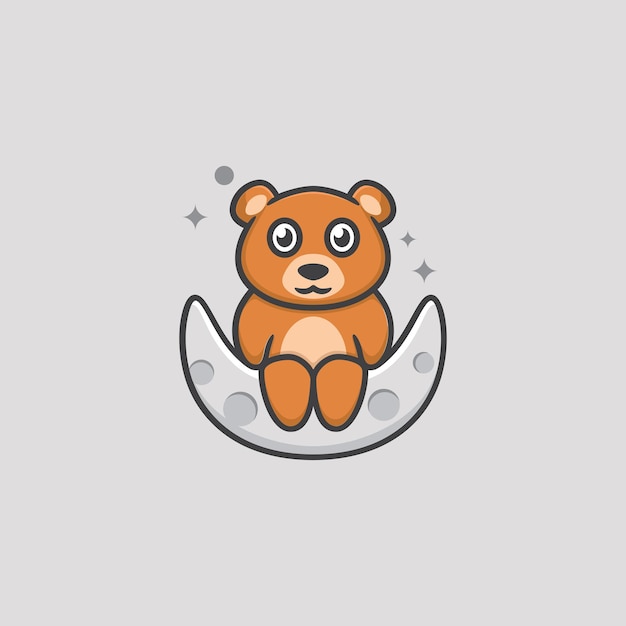 Bear moon mascot logo design