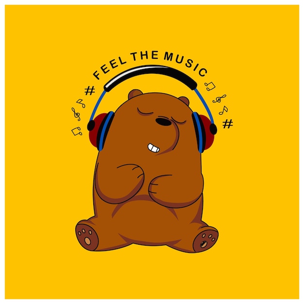 Bear music cartoon vector illustration