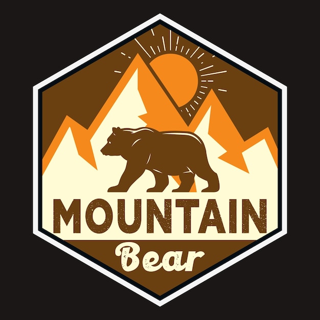 Vector bear outdoor label vector illustration retro vintage badge sticker and t-shirt design