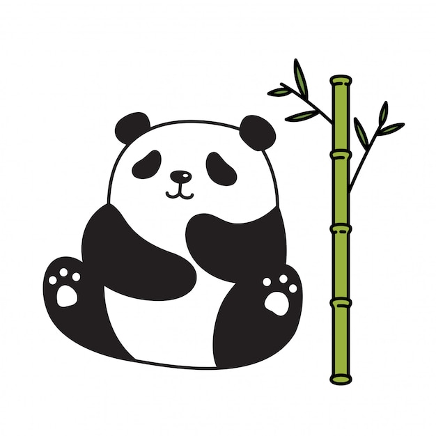 bear panda cartoon bamboo