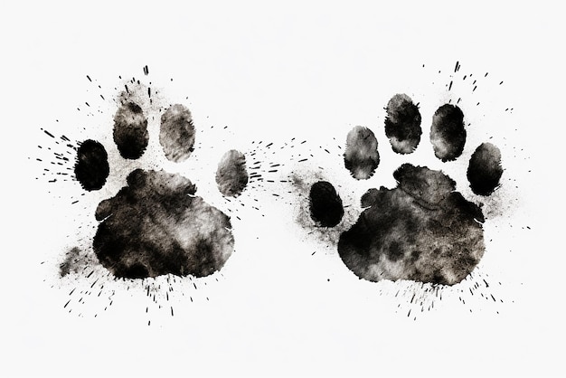 Vector bear paw grunge trace op witte achtergrond