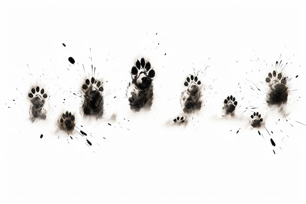 Vector bear paw grunge trace on white background