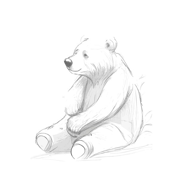 Вектор bear pencil sketch рукописная векторная иллюстрация минималист