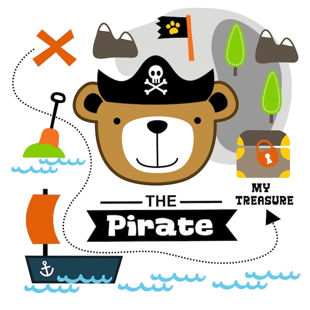 bear the pirate funny animal cartoon