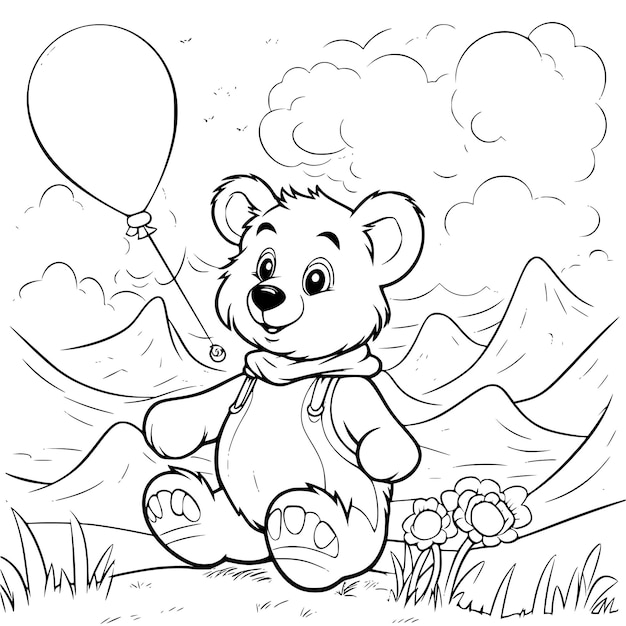 Bear Playing The Balalaikar Coloring Pages for Kids