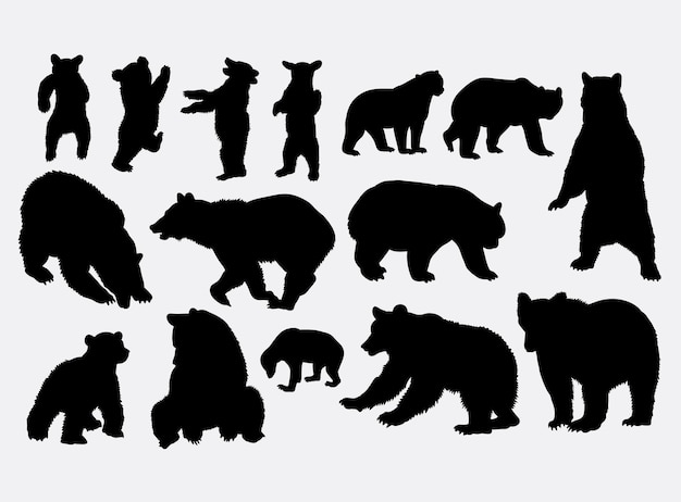 Orso che gioca a silhouette