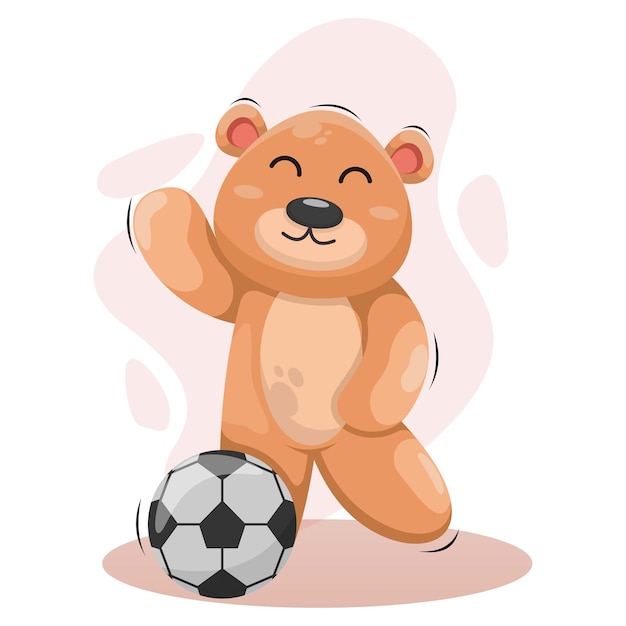 Vettore orso che gioca a calcio vettore di disegno del personaggio