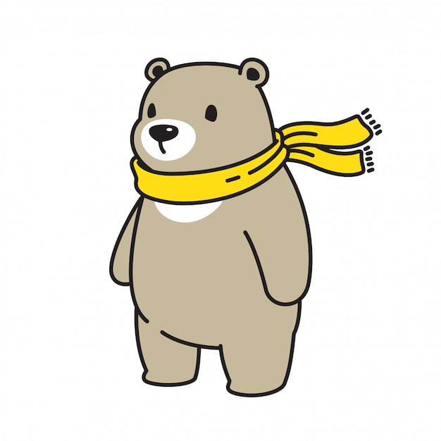 Bear polar bear scarf cartoon character