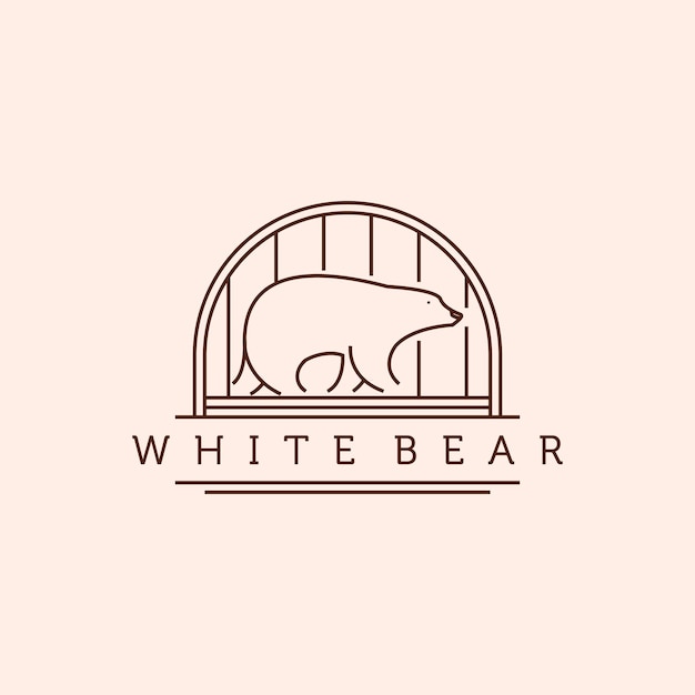 Orso orso polare orso bianco linea arte logo illustrazione vettoriale design disegnato a mano orso polare logo distintivo modello design semplice moderno e minimalista orso bianco logo concetto