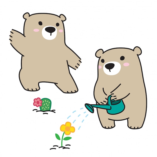 Bear polar cartoon cactus bloem