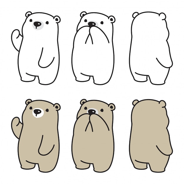 Vector bear polar cartoon character illustration
