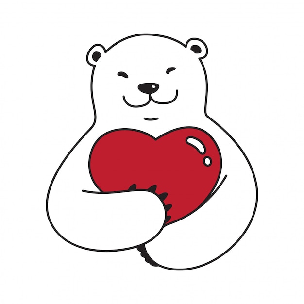 Bear polar cartoon hug heart