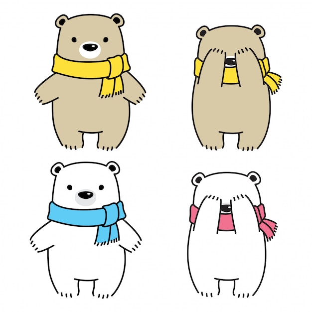 Bear polar cartoon illustration