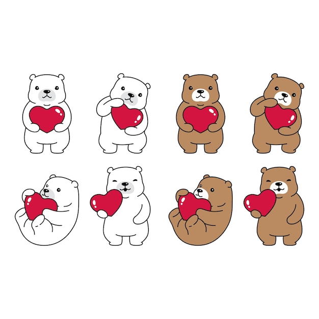 bear polar cartoon teddy hug pet icon character illustration