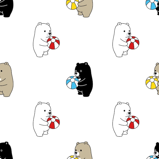 Bear polar seamless pattern bolloon ball illustration