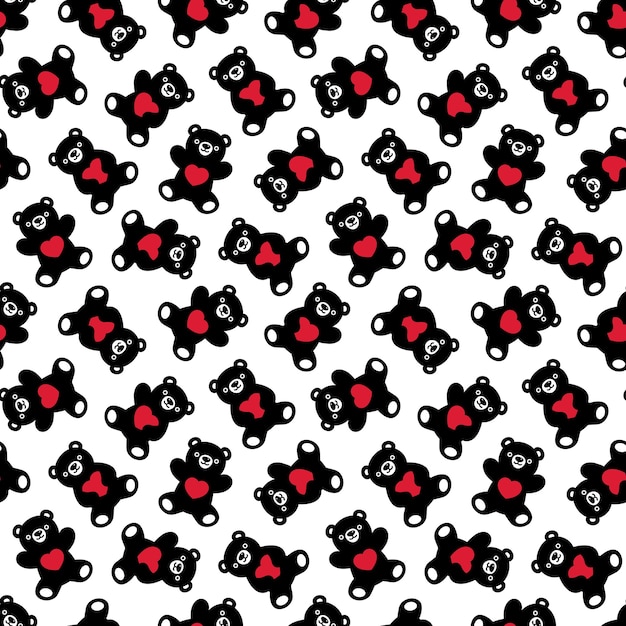 Orso polare seamless pattern cuore teddy cartoon illustrazione