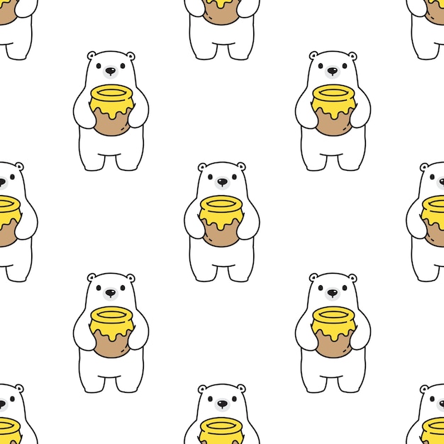 Orso polare seamless pattern miele teddy cartoon